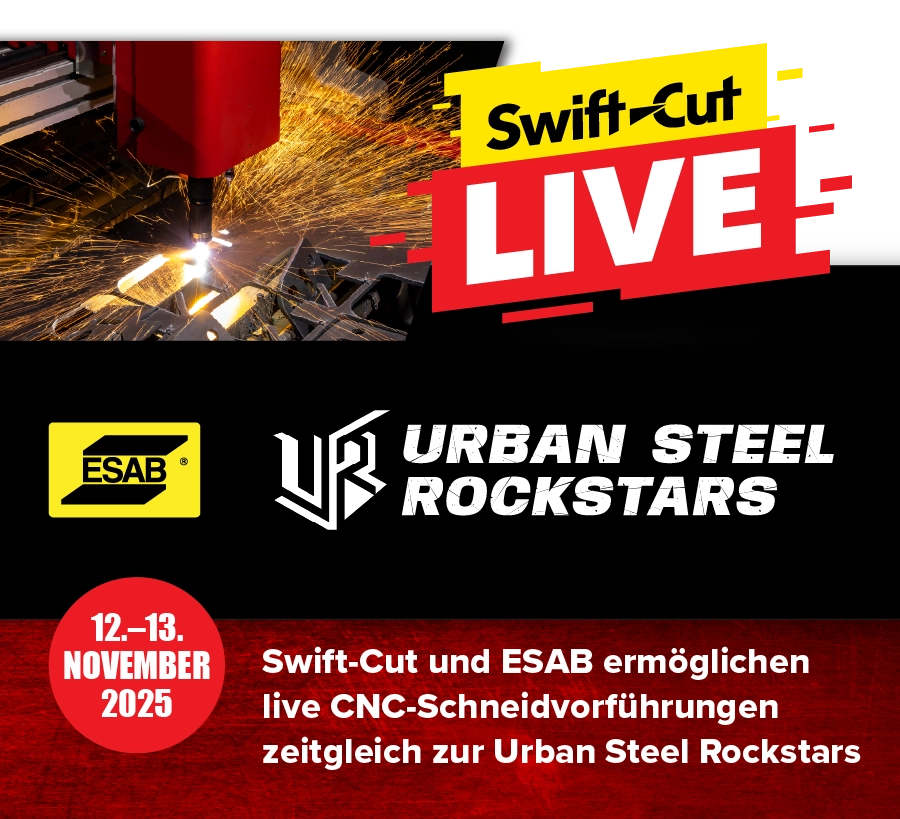 Swift-Cut und ESAB ermöglichen live CNC-Schneidvorführungen zeitgleich zur Urban Steel Rockstars